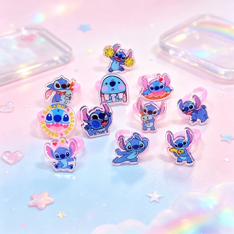 Kids Toys Return Gift - HOT！！Stitch Acrylic Ring Random 10/20pcs Kawaii