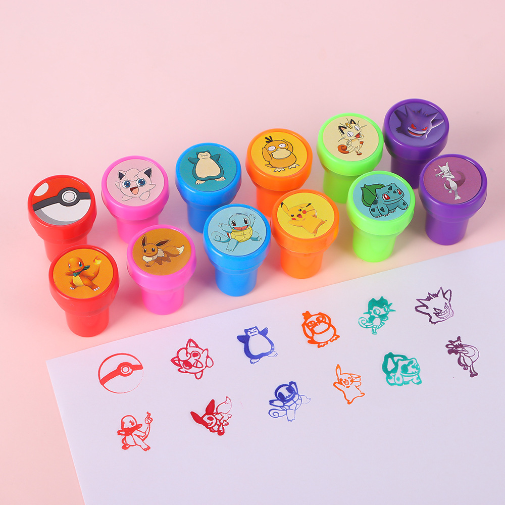 Kids Toys Return Gift - 12PCS Pokemon Anime Color Mini Seal